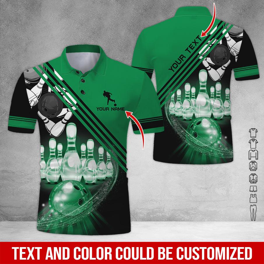 Custom Bowling Men Polo Shirt - Men Playing Bowling Pattern Personalized Name Polo Shirt - Perfect Bowling Gift For Men, Bowling Lover - Amzanimalsgift