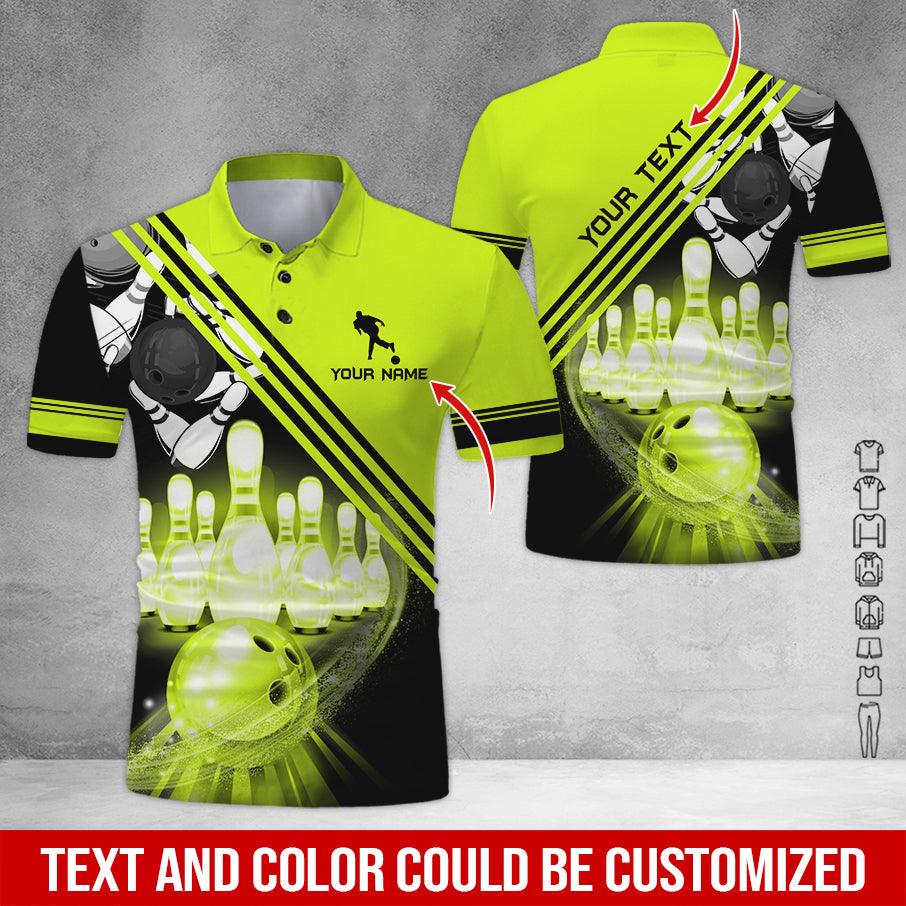 Custom Bowling Men Polo Shirt - Men Playing Bowling Pattern Personalized Name Polo Shirt - Perfect Bowling Gift For Men, Bowling Lover - Amzanimalsgift