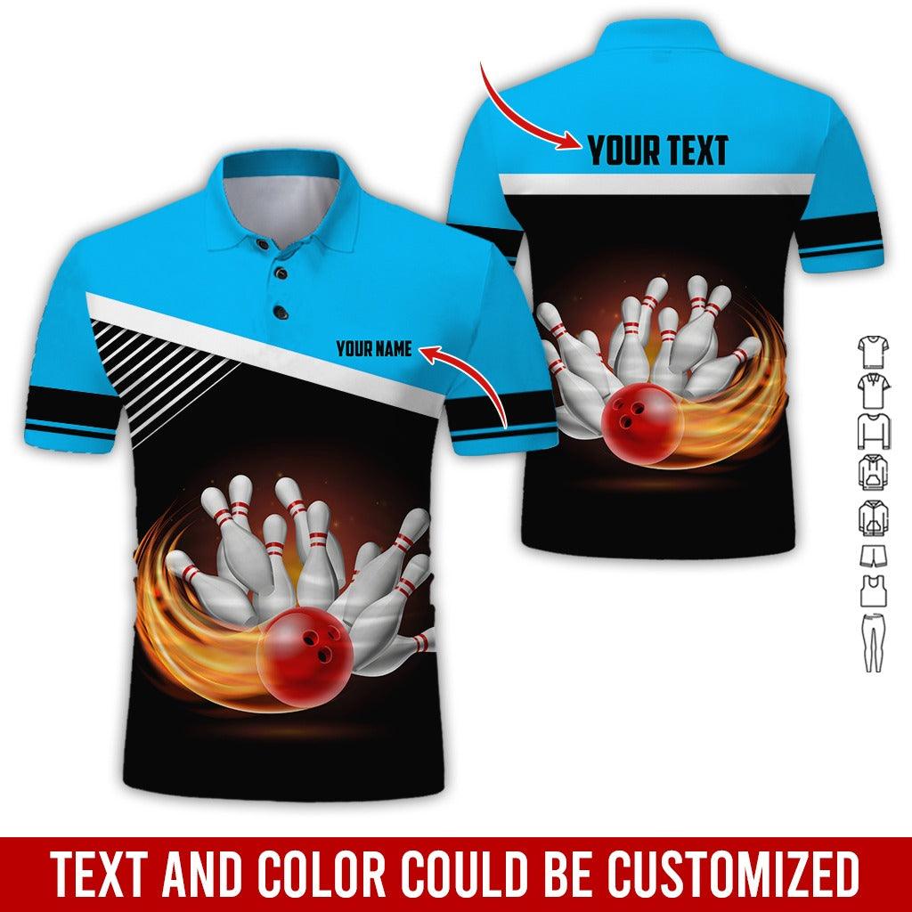Custom Bowling Men Polo Shirt - Red Bowling Ball Personalized Name Polo Shirt - Perfect Bowling Gift For Men, Bowling Lover - Amzanimalsgift
