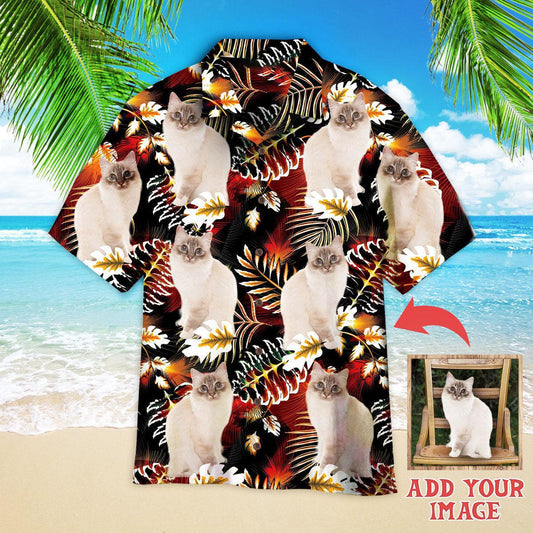 Custom Cat Photo On Vintage Exotic Tropical Custom Hawaiian Shirt, Personalized Hawaiian Shirts - Perfect Gift For Cat Lovers, Family, Friends - Amzanimalsgift