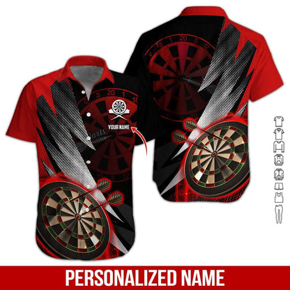 Custom Dart Aloha Hawaiian Shirt - Red Dart Pattern Personalized Name Hawaiian Shirt For Men & Women, Dart Lover - Amzanimalsgift
