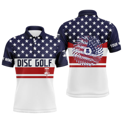 Custom Disc Golf Men Polo Shirt - Custom Name American Flag Patriot Apparel Men Polo Shirt - Perfect Polo Shirt For Men, Disc Golf Lover - Amzanimalsgift