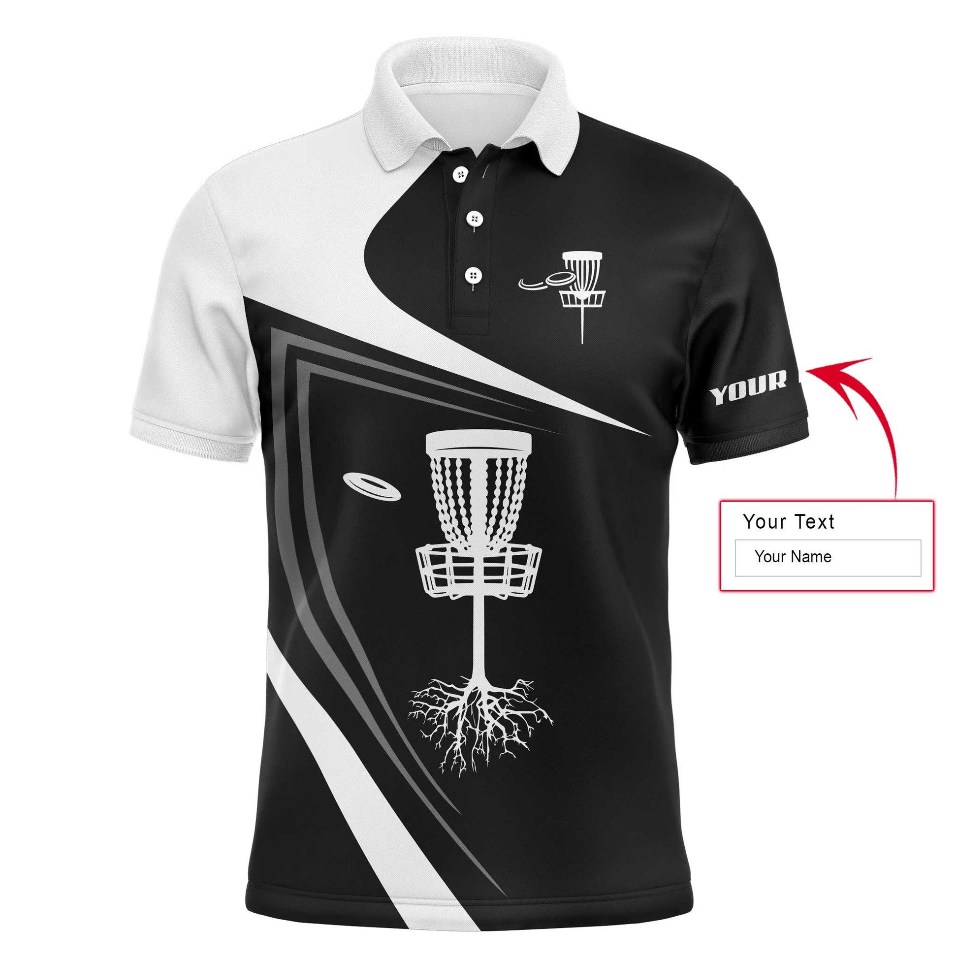 Custom Disc Golf Men Polo Shirt - Custom Name Black And White Disc Golf Basket Apparel Men Plolo Shirt - Perfect Polo Shirt For Men, Disc Golf Lover - Amzanimalsgift