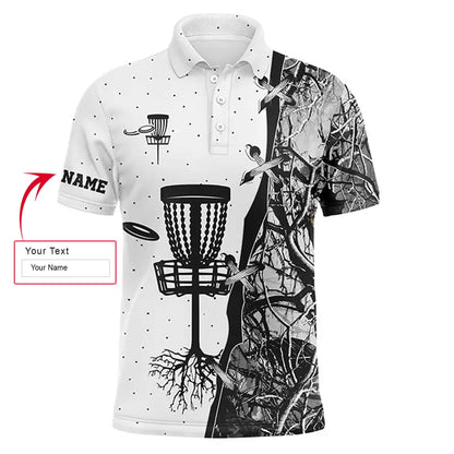 Custom Disc Golf Men Polo Shirt - Custom Name Blue Black Camo Disc Golf Basket Apparel Men Polo Shirt - Perfect Polo Shirt For Men, Disc Golf Lover - Amzanimalsgift