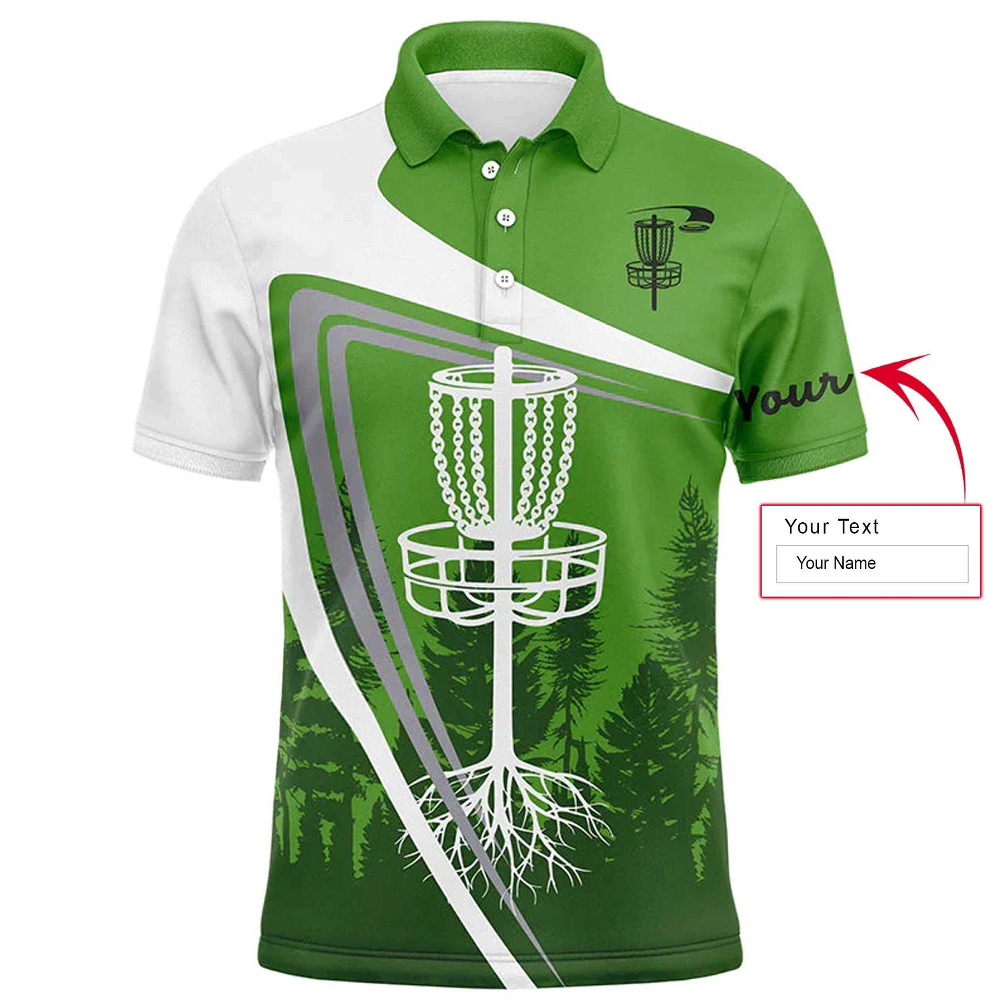 Custom Disc Golf Men Polo Shirt, Custom Name Green Disc Golf Basket Apparel - Personalized Sports Gifts For Men, Husband, Boyfriend, Golf Lover - Amzanimalsgift