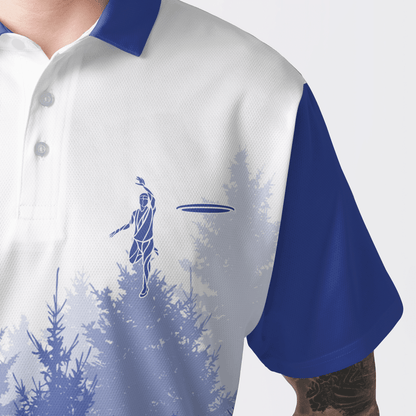 Custom Disc Golf Men Polo Shirt - Disc Golf Basket Hole In The Woods Custom Name Multicolor Apparel - Personalized Gift For Disc Golf Lover, Men, Husband, Team - Amzanimalsgift