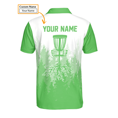 Custom Disc Golf Men Polo Shirt - Disc Golf Basket Hole In The Woods Custom Name Multicolor Apparel - Personalized Gift For Disc Golf Lover, Men, Husband, Team - Amzanimalsgift