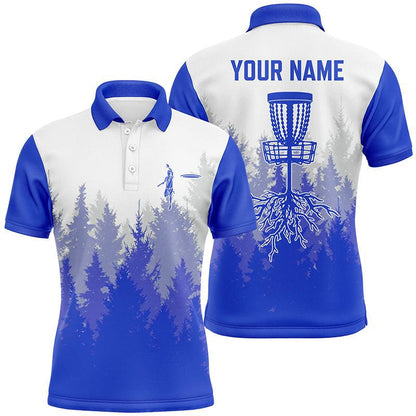 Custom Disc Golf Men Polo Shirt - Disc Golf Basket Hole In The Woods Custom Name Multicolor Apparel - Personalized Gift For Disc Golf Lover, Men, Husband, Team - Amzanimalsgift