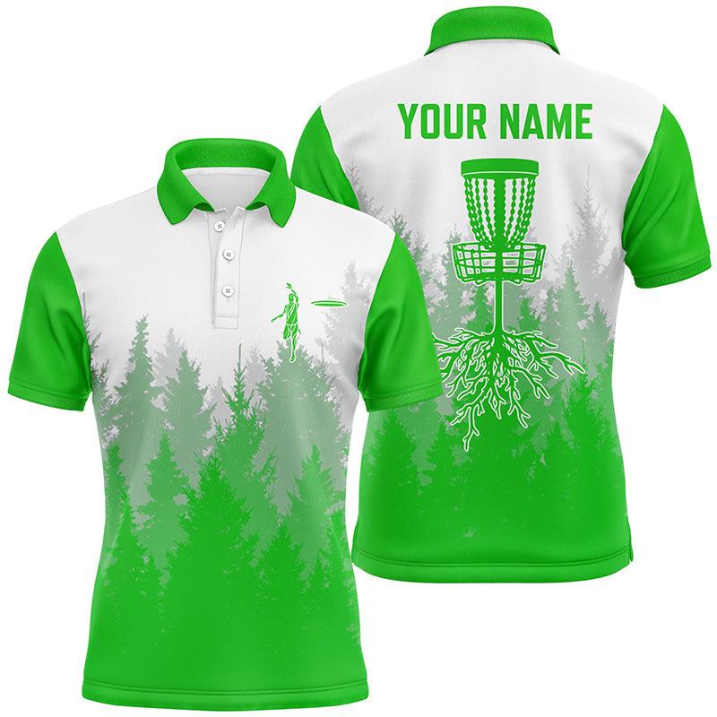 Custom Disc Golf Men Polo Shirt - Disc Golf Basket Hole In The Woods Custom Name Multicolor Apparel - Personalized Gift For Disc Golf Lover, Men, Husband, Team - Amzanimalsgift