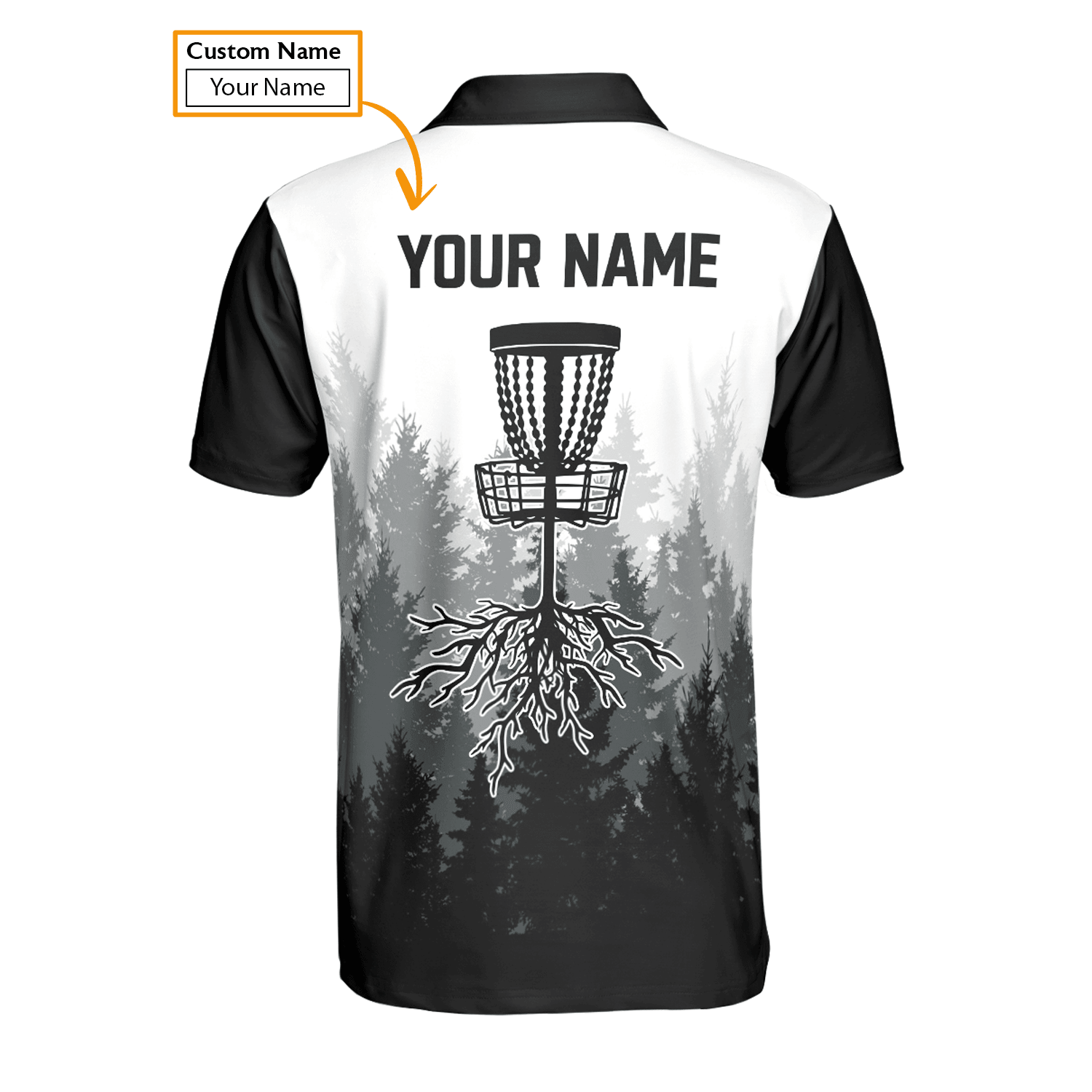 Custom Disc Golf Men Polo Shirt - Disc Golf Basket Hole In The Woods Custom Name Multicolor Apparel - Personalized Gift For Disc Golf Lover, Men, Husband, Team - Amzanimalsgift