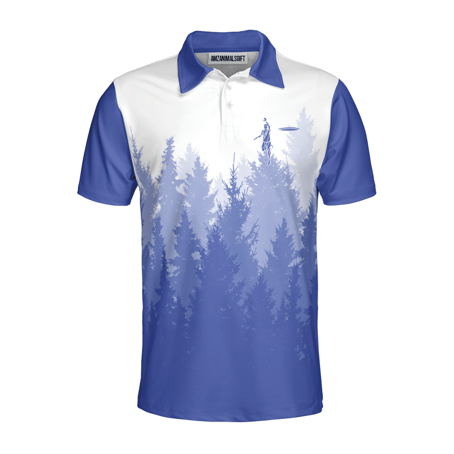 Custom Disc Golf Men Polo Shirt - Disc Golf Basket Hole In The Woods Custom Name Multicolor Apparel - Personalized Gift For Disc Golf Lover, Men, Husband, Team - Amzanimalsgift