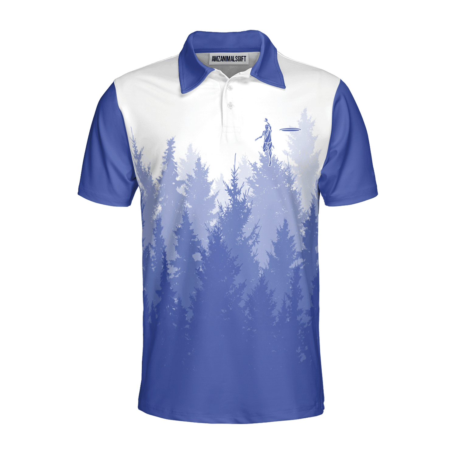 Custom Disc Golf Men Polo Shirt - Disc Golf Basket Hole In The Woods Custom Name Multicolor Apparel - Personalized Gift For Disc Golf Lover, Men, Husband, Team - Amzanimalsgift