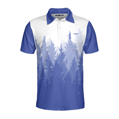 Custom Disc Golf Men Polo Shirt - Disc Golf Basket Hole In The Woods Custom Name Multicolor Apparel - Personalized Gift For Disc Golf Lover, Men, Husband, Team - Amzanimalsgift