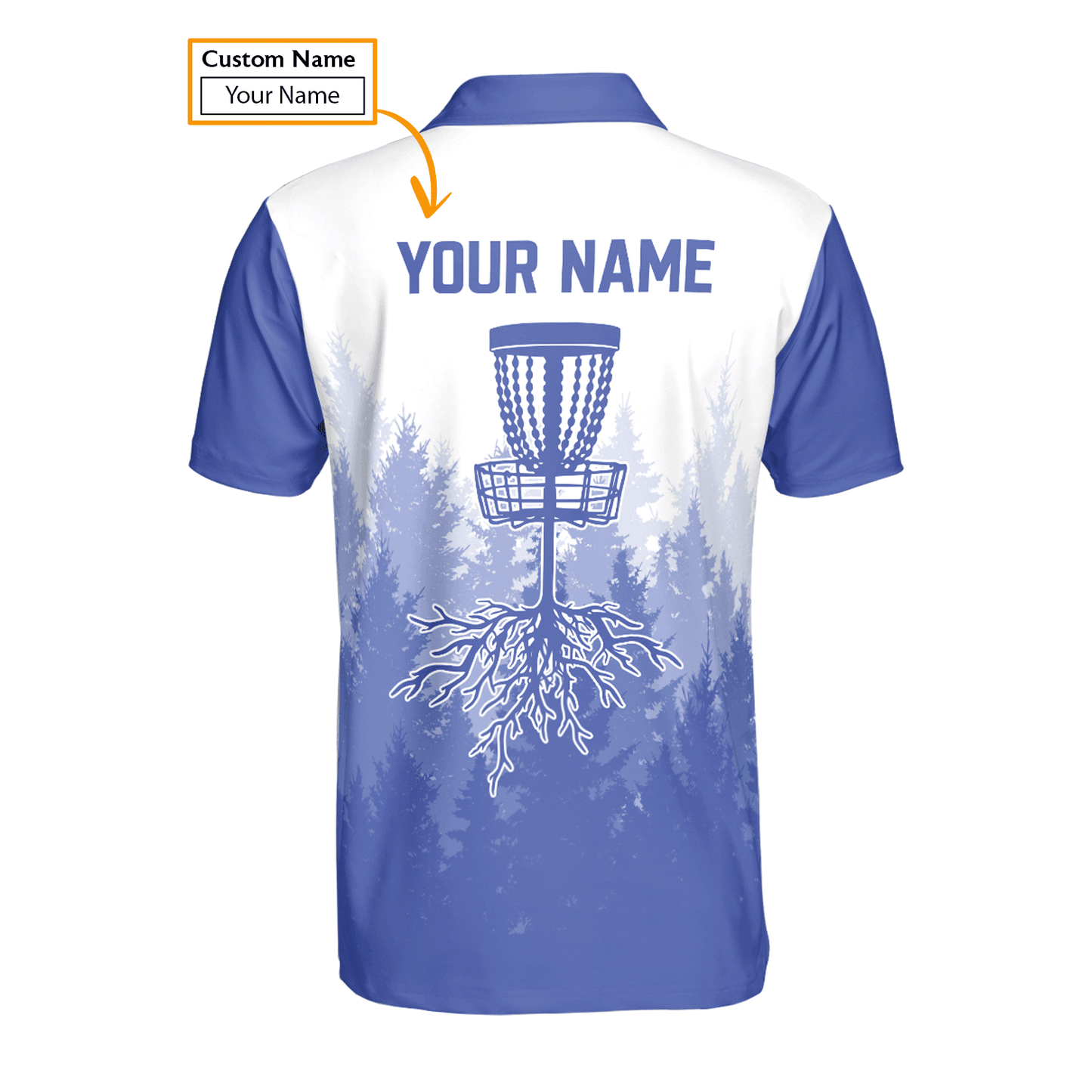 Custom Disc Golf Men Polo Shirt - Disc Golf Basket Hole In The Woods Custom Name Multicolor Apparel - Personalized Gift For Disc Golf Lover, Men, Husband, Team - Amzanimalsgift