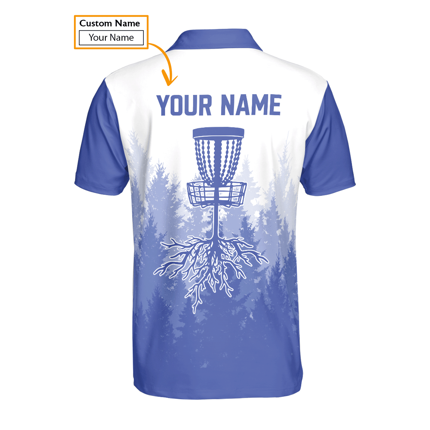 Custom Disc Golf Men Polo Shirt - Disc Golf Basket Hole In The Woods Custom Name Multicolor Apparel - Personalized Gift For Disc Golf Lover, Men, Husband, Team - Amzanimalsgift