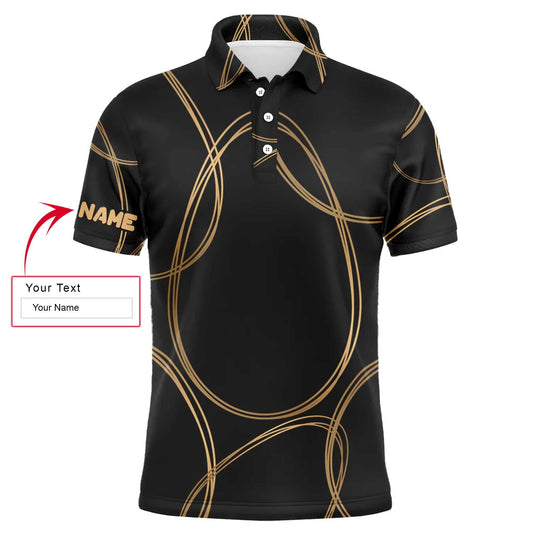 Custom Easter Men Polo Shirt - Black Gold Egg Pattern Golf Men Polo Shirt - Perfect Polo Shirt For Men, Golfers - Amzanimalsgift