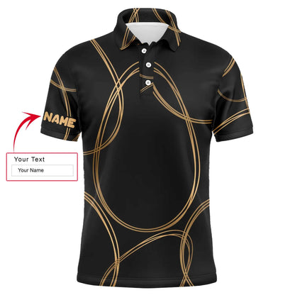 Custom Easter Men Polo Shirt - Black Gold Egg Pattern Golf Men Polo Shirt - Perfect Polo Shirt For Men, Golfers - Amzanimalsgift