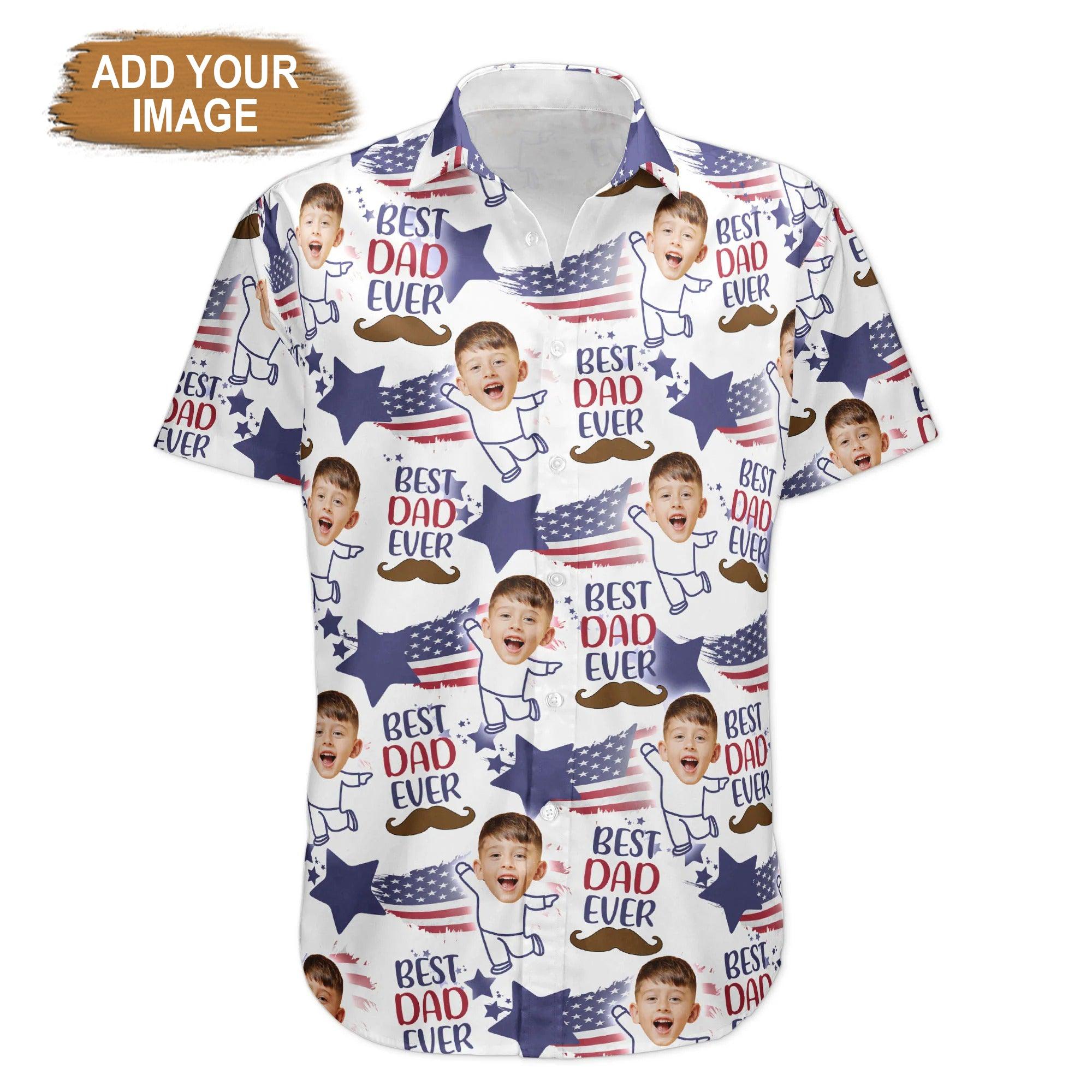 Custom Face Hawaiian shirt - Best Dad Ever Personalized Hawaiian Shirt For Summer - Perfect Gift For Dog Lovers, Friend, Family - Amzanimalsgift