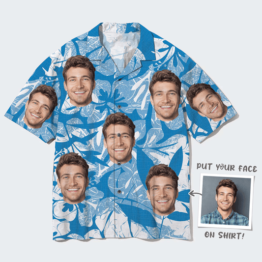 Custom Face Hawaiian Shirt, Flowers Pattern Aloha Shirt, Personalized Shirt Mother's Day, Father's Day Gift For Father, Mother, Grandma, Family - Amzanimalsgift