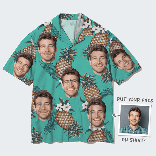 Custom Face Hawaiian Shirt, Pineapple Aloha Shirt, Personalized Shirt Mother's Day, Father's Day Gift For Father, Mother, Grandma, Family - Amzanimalsgift