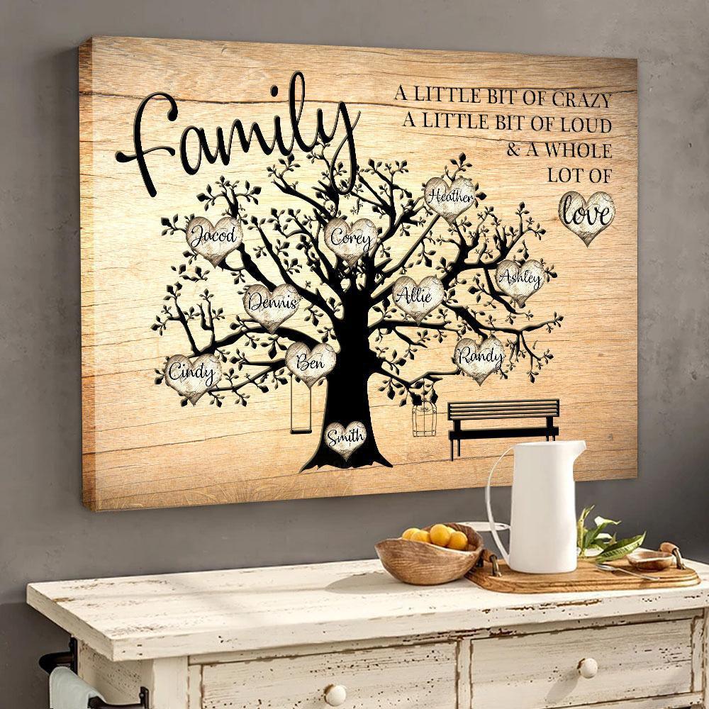 Custom Family Member Name Landscape Canvas - Personalized Family Tree Canvas - Gift For Family member - Family A Whole Of Lot Of Love Landscape Canvas - Amzanimalsgift