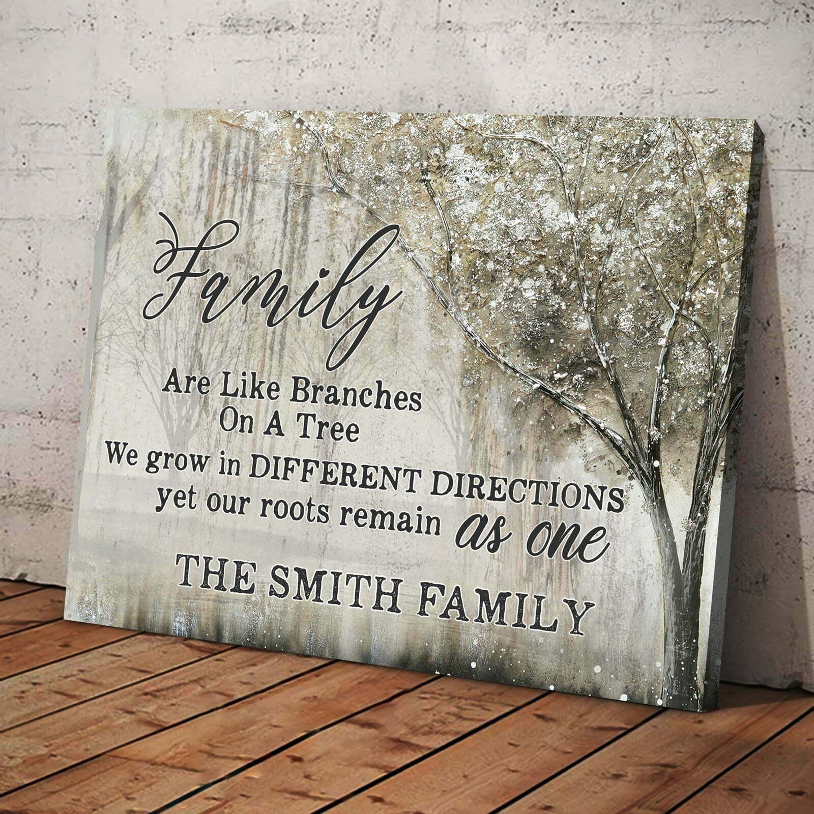 Custom Family Name Landscape Canvas - Personalized Family Are Like Branches On A Tree Canvas - Gift For Family Member - Amzanimalsgift