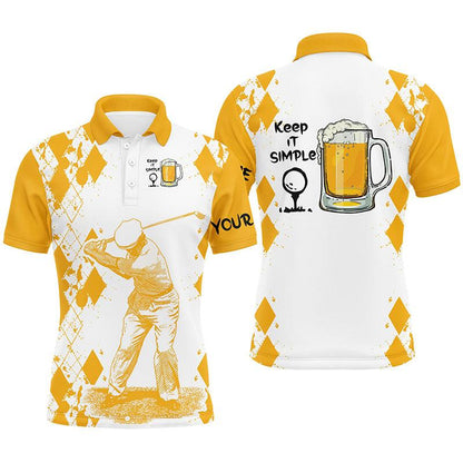 Custom Golf Men Polo Shirt - Beer And Golf Men Polo Shirt, Keep It Simple Men Polo Shirt - Perfect Polo Shirt For Men, Golfers - Amzanimalsgift