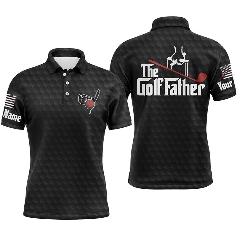 Custom Golf Men Polo Shirt - Custom Name Black Golf Ball Pattern Apparel - The Golf Father Men Golf Polo Shirt- Perfect Polo Shirt For Men, Golfers - Amzanimalsgift