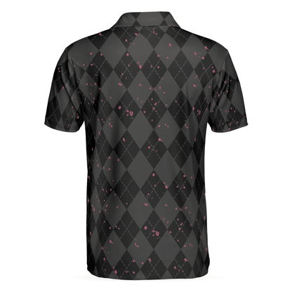 Custom Golf Men Polo Shirt - Elegant Argyle Pattern And Skull Golf Lover Polo Shirt Men Golf Polo Shirt - Perfect Polo Shirt For Men, Golfers - Amzanimalsgift