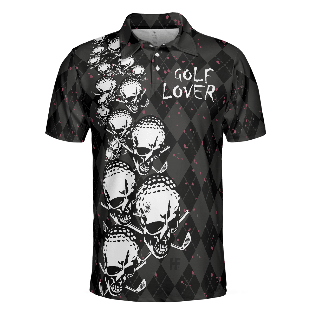 Custom Golf Men Polo Shirt - Elegant Argyle Pattern And Skull Golf Lover Polo Shirt Men Golf Polo Shirt - Perfect Polo Shirt For Men, Golfers - Amzanimalsgift