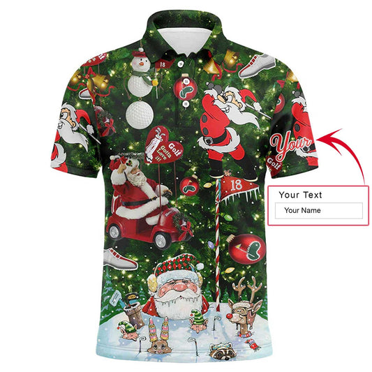 Custom Golf Men Polo Shirt - Funny Christmas Golf Custom Name, Santa Golfer Christmas Gifts Apparel Men Polo Shirt - Perfect Polo Shirt For Men - Amzanimalsgift