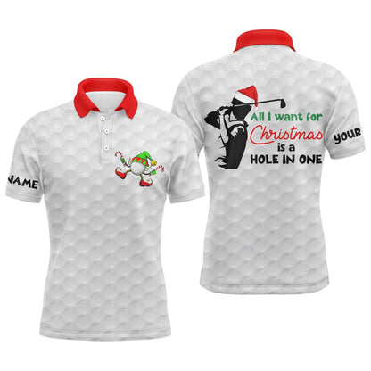 Custom Golf Men Polo Shirt - Funny Christmas Golf Men Polo Shirt, All I Want For Christmas Is A Hole In One Men Polo Shirt - Perfect Polo Shirt For Men - Amzanimalsgift