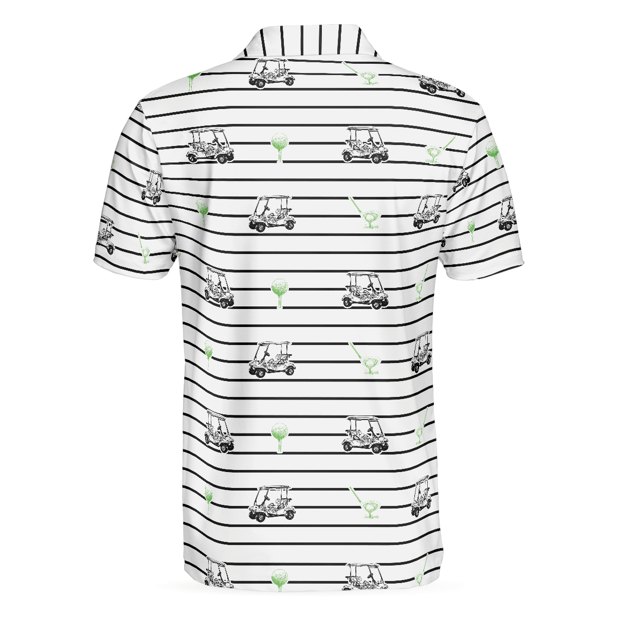 Custom Golf Men Polo Shirt - Golf Equipment Stripe Line Men Polo Shirt, Black And White Golfing Men Polo Shirt - Perfect Polo Shirt For Men, Golfers - Amzanimalsgift