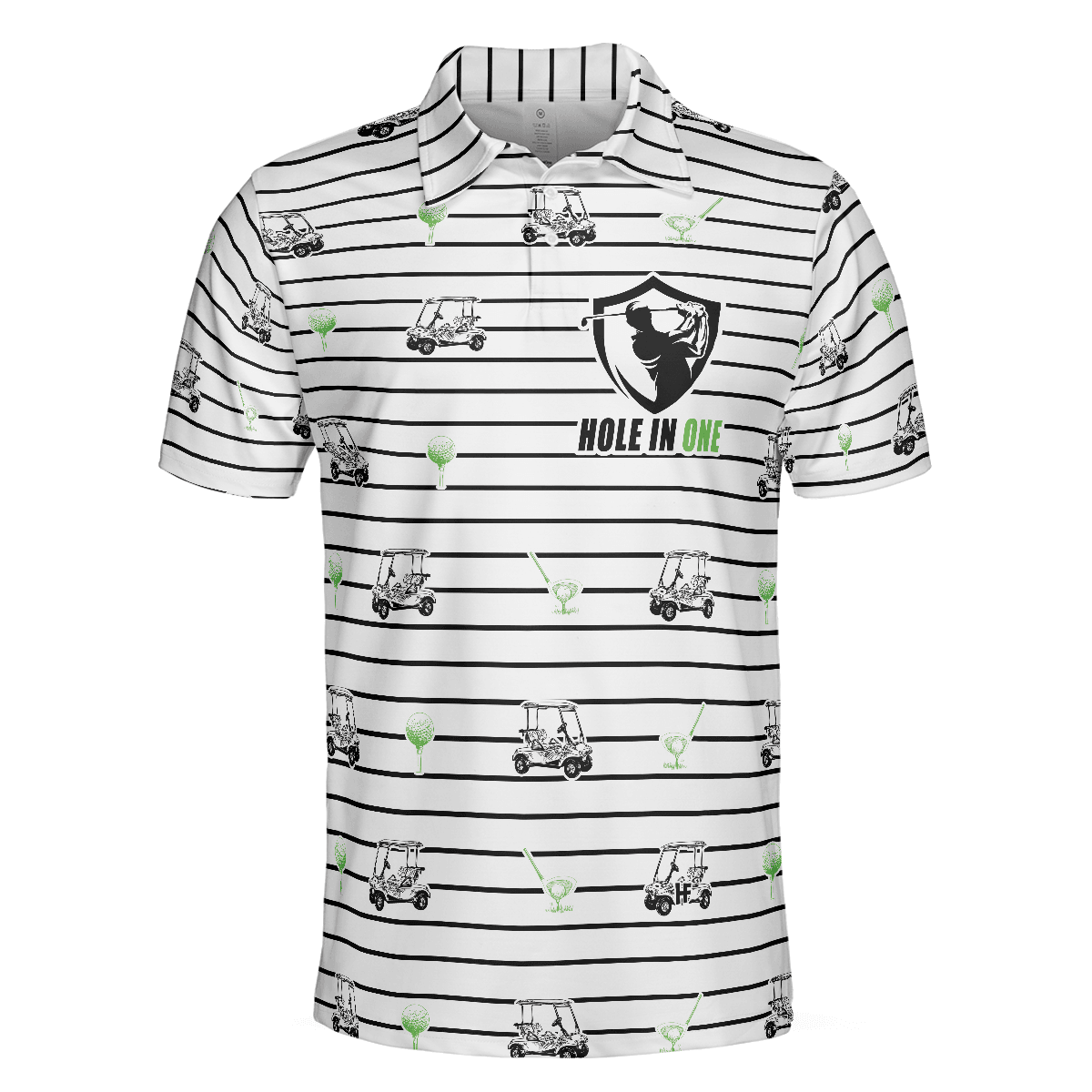 Custom Golf Men Polo Shirt - Golf Equipment Stripe Line Men Polo Shirt, Black And White Golfing Men Polo Shirt - Perfect Polo Shirt For Men, Golfers - Amzanimalsgift