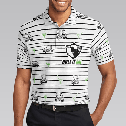 Custom Golf Men Polo Shirt - Golf Equipment Stripe Line Men Polo Shirt, Black And White Golfing Men Polo Shirt - Perfect Polo Shirt For Men, Golfers - Amzanimalsgift