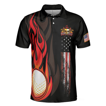 Custom Golf Men Polo Shirt - Golf Flame Skull Golf Men Polo Shirt, Black American Flag Golf Shirt For Men - Perfect Polo Shirt For Men, Golfers - Amzanimalsgift