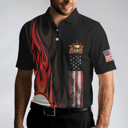 Custom Golf Men Polo Shirt - Golf Flame Skull Golf Men Polo Shirt, Black American Flag Golf Shirt For Men - Perfect Polo Shirt For Men, Golfers - Amzanimalsgift