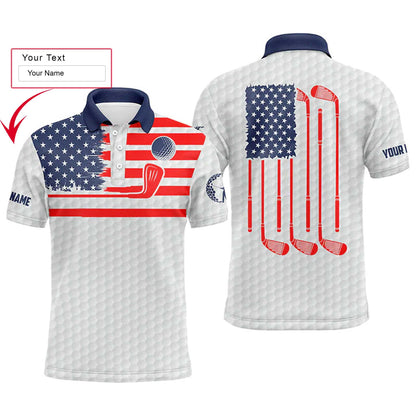 Custom Golf Men Polo Shirt - Golf Men Polo Shirt, American Flag Custom Name Multicolor Apparel Men Golf Polo Shirt - Perfect Polo Shirt For Men, Golfers - Amzanimalsgift