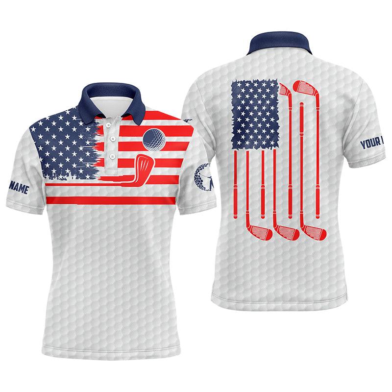 Custom Golf Men Polo Shirt - Golf Men Polo Shirt, American Flag Custom Name Multicolor Apparel Men Golf Polo Shirt - Perfect Polo Shirt For Men, Golfers - Amzanimalsgift