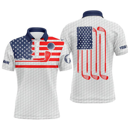 Custom Golf Men Polo Shirt - Golf Men Polo Shirt, American Flag Custom Name Multicolor Apparel Men Golf Polo Shirt - Perfect Polo Shirt For Men, Golfers - Amzanimalsgift