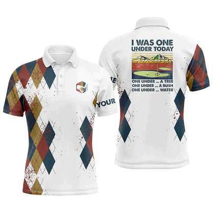 Custom Golf Men Polo Shirt - I Was One Under Today One Under A Tree Bush and Water Golf Men Polo Shirt - Perfect Polo Shirt For Men, Golfers - Amzanimalsgift