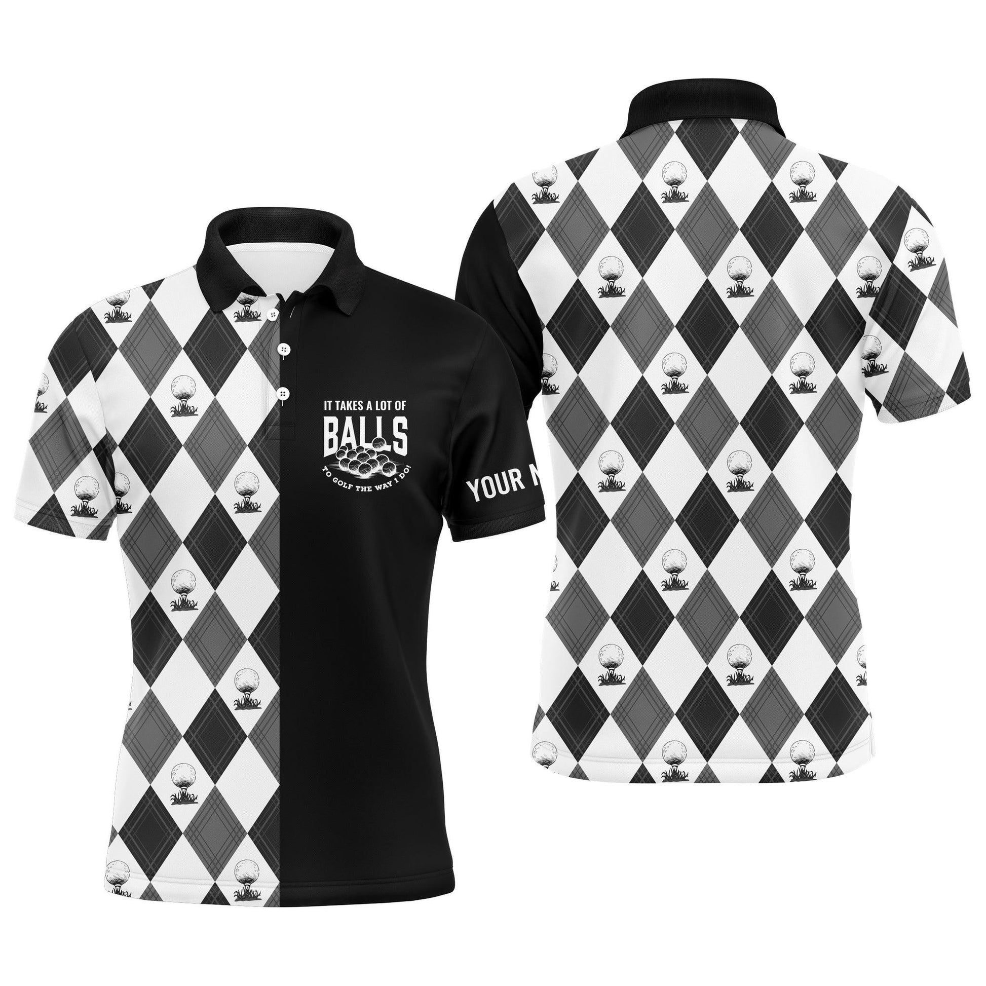 Custom Golf Men Polo Shirt - It Takes A Lot Of Balls To Golf The Way I Do Men Golf Polo Shirt - Perfect Polo Shirt For Men, Golfers - Amzanimalsgift