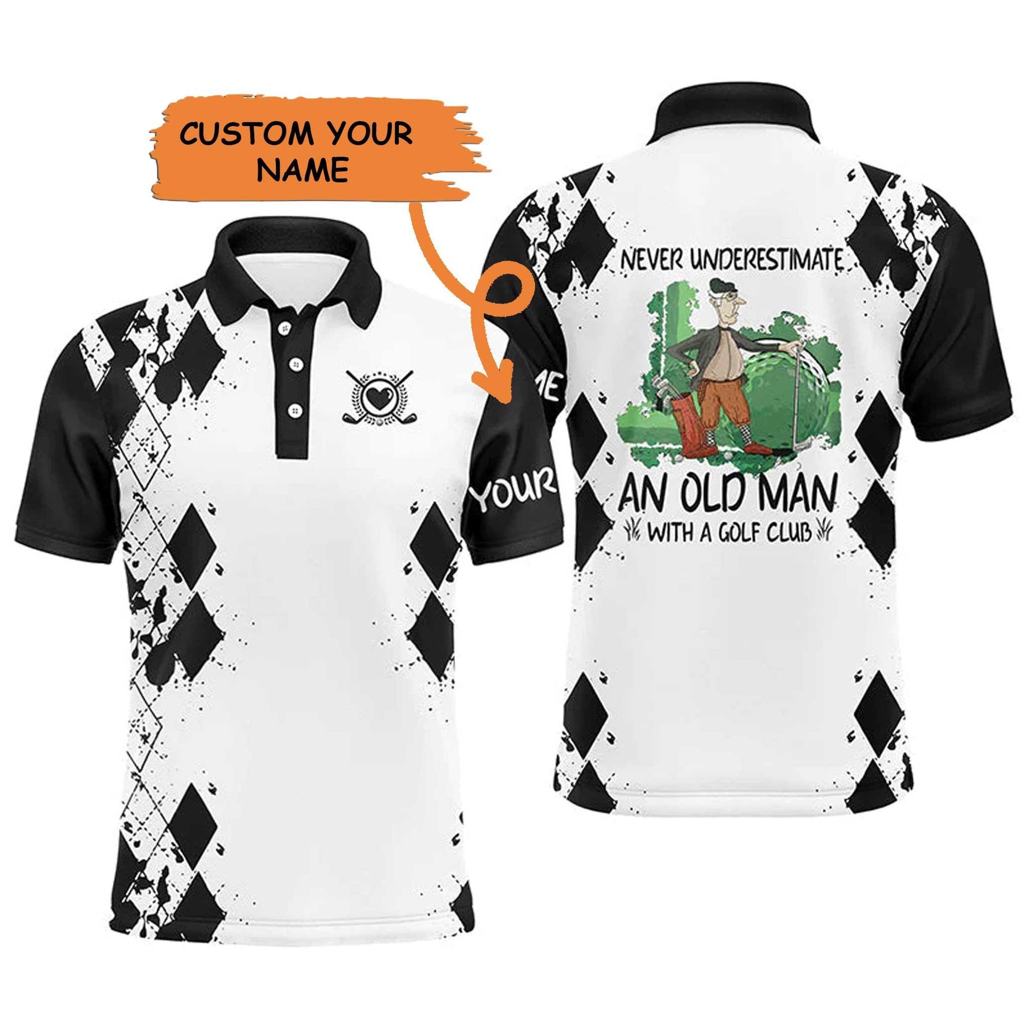 Custom Golf Men Polo Shirt - Never Underestimate An Old Man With A Golf Club Men Golf Polo Shirt - Perfect Polo Shirt For Men, Golfers - Amzanimalsgift