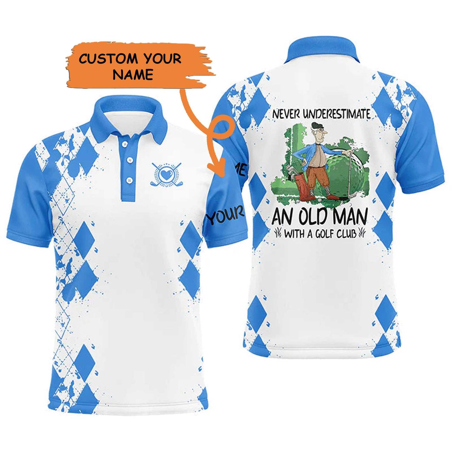 Custom Golf Men Polo Shirt - Never Underestimate An Old Man With A Golf Club Men Golf Polo Shirt - Perfect Polo Shirt For Men, Golfers - Amzanimalsgift