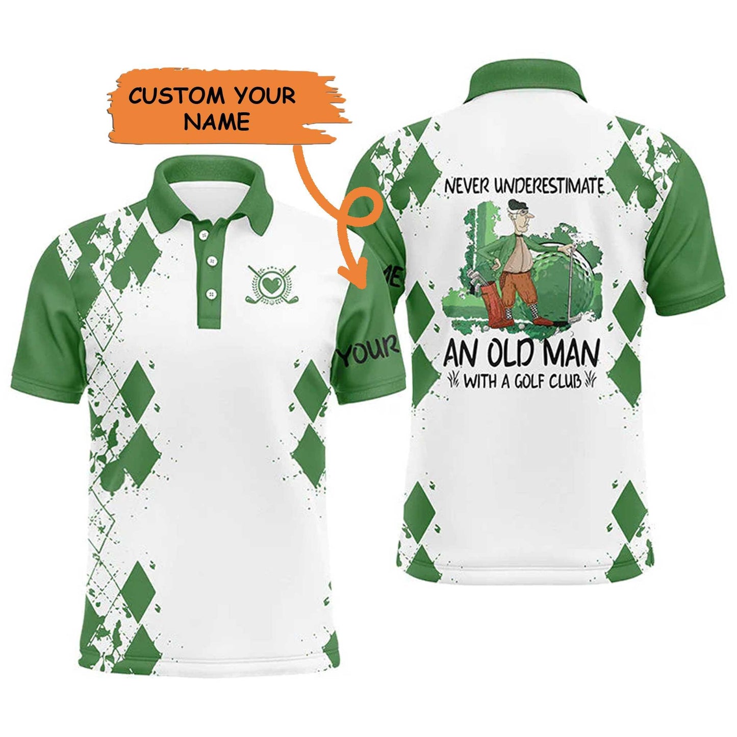 Custom Golf Men Polo Shirt - Never Underestimate An Old Man With A Golf Club Men Golf Polo Shirt - Perfect Polo Shirt For Men, Golfers - Amzanimalsgift