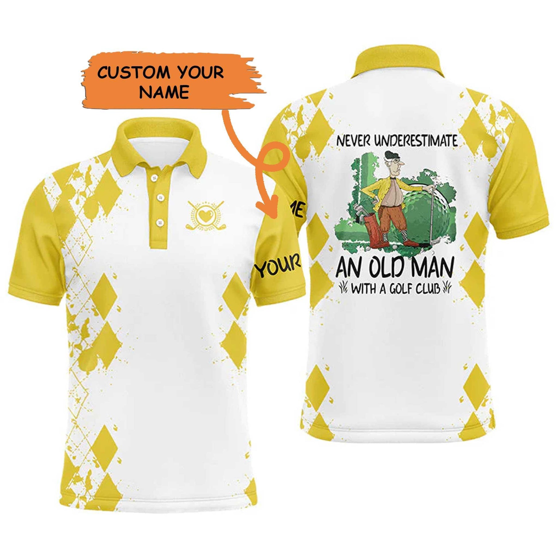 Custom Golf Men Polo Shirt - Never Underestimate An Old Man With A Golf Club Men Golf Polo Shirt - Perfect Polo Shirt For Men, Golfers - Amzanimalsgift