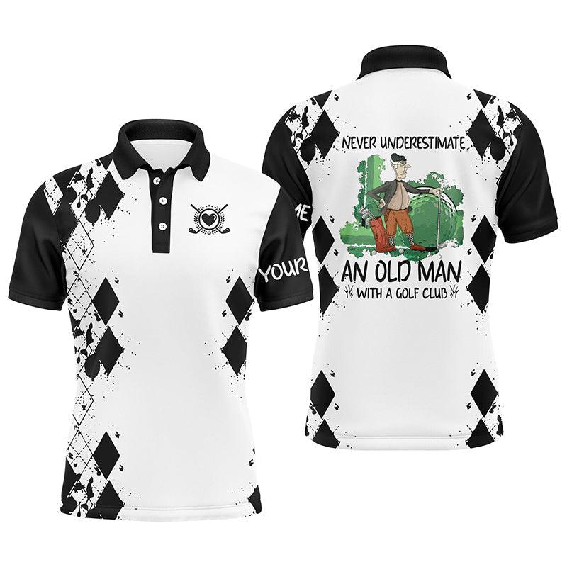 Custom Golf Men Polo Shirt - Never Underestimate An Old Man With A Golf Club Men Golf Polo Shirt - Perfect Polo Shirt For Men, Golfers - Amzanimalsgift