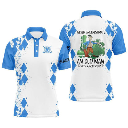 Custom Golf Men Polo Shirt - Never Underestimate An Old Man With A Golf Club Men Golf Polo Shirt - Perfect Polo Shirt For Men, Golfers - Amzanimalsgift