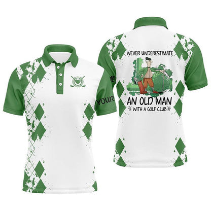 Custom Golf Men Polo Shirt - Never Underestimate An Old Man With A Golf Club Men Golf Polo Shirt - Perfect Polo Shirt For Men, Golfers - Amzanimalsgift