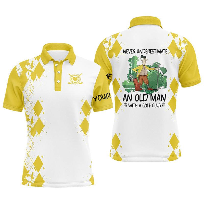 Custom Golf Men Polo Shirt - Never Underestimate An Old Man With A Golf Club Men Golf Polo Shirt - Perfect Polo Shirt For Men, Golfers - Amzanimalsgift
